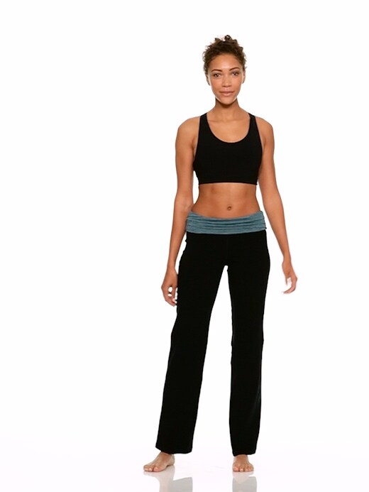 Mid-Rise Wide-Leg Roll-Over Yoga Pants for Women