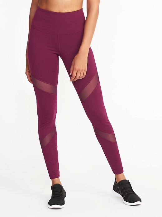 View large product image 1 of 3. High-Waisted Mesh-Panel Elevate Compression Leggings For Women