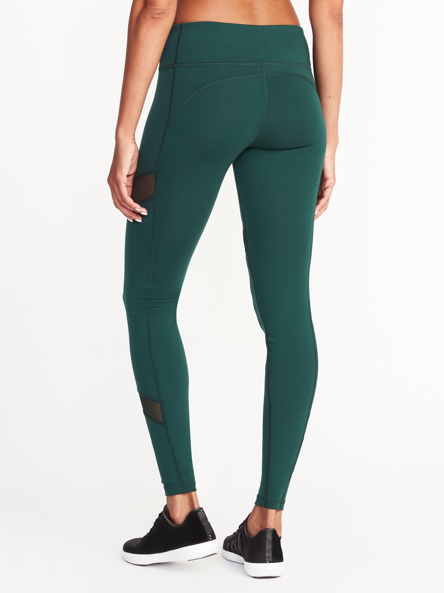 Mid-Rise Mesh-Panel Elevate Compression Leggings for Women