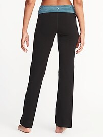 Mid-Rise Wide-Leg Roll-Over Yoga Pants for Women