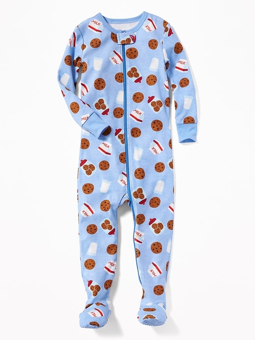 View large product image 1 of 1. Milk & Cookies Print Footed Sleeper for Toddler & Baby