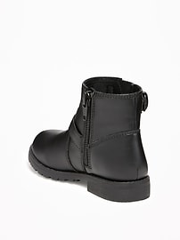 View large product image 3 of 4. Faux-Leather Moto Boots for Toddler Girls