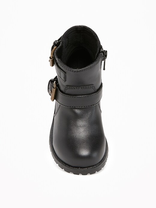 View large product image 2 of 4. Faux-Leather Moto Boots for Toddler Girls