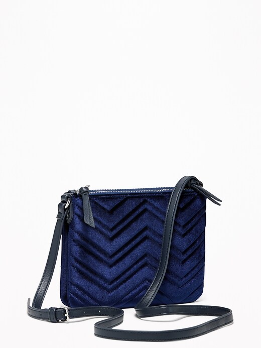 View large product image 1 of 2. Velvet Dual-Zip Crossbody Bag for Women