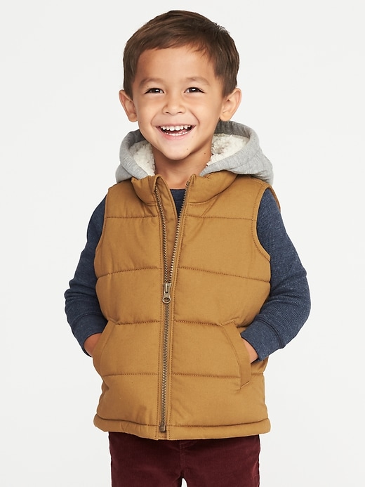 View large product image 1 of 4. 2-in-1 Quilted Canvas Vest for Toddler Boys