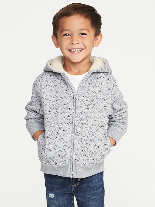 View large product image 1 of 4. Printed Sherpa-Lined Zip Hoodie for Toddler Boys