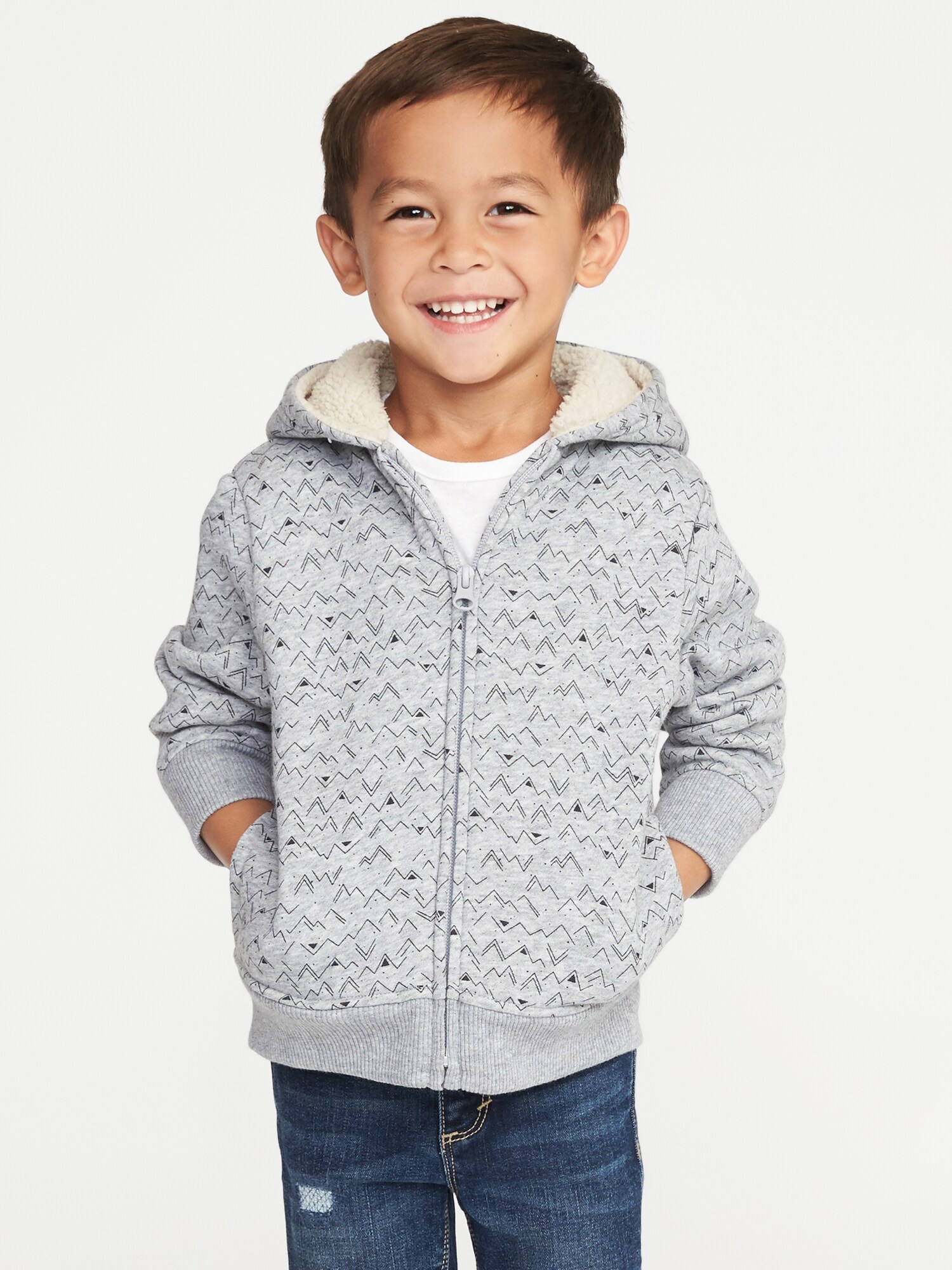 Printed Sherpa Lined Zip Hoodie for Toddler Boys Old Navy