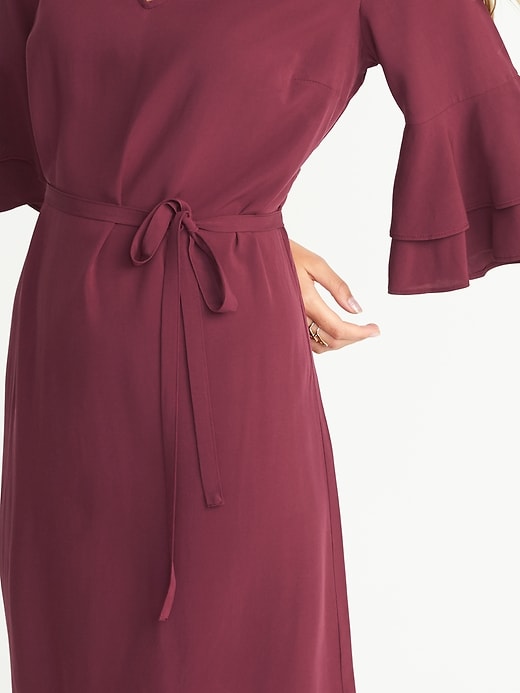 Image number 4 showing, Ruffle-Sleeve Tie-Waist Shift Dress for Women