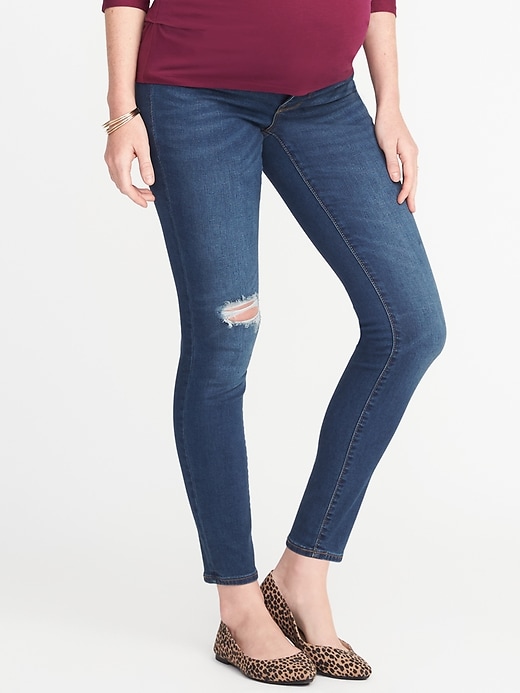 View large product image 1 of 3. Maternity Side-Panel Rockstar Jeans