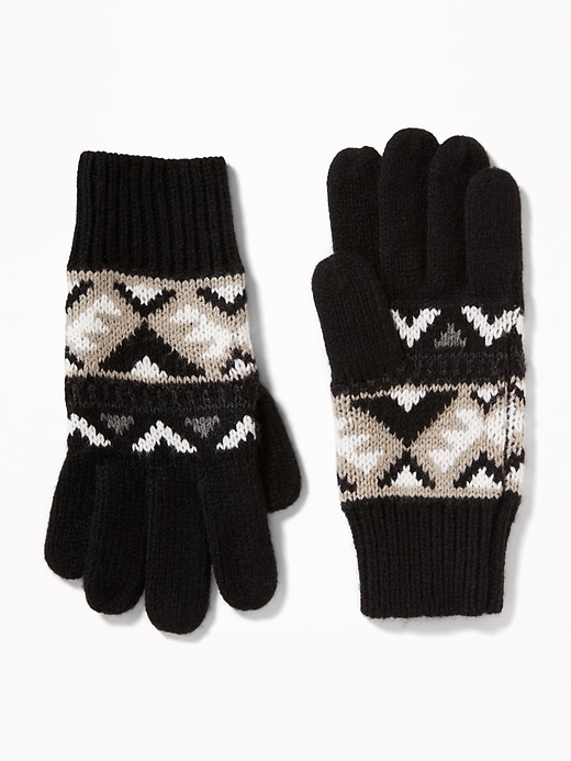 View large product image 1 of 1. Patterned Sweater-Knit Gloves For Boys