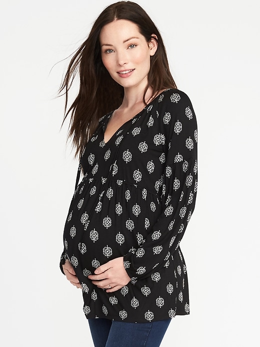 Maternity Tie-Front Cinched-Waist Top | Old Navy