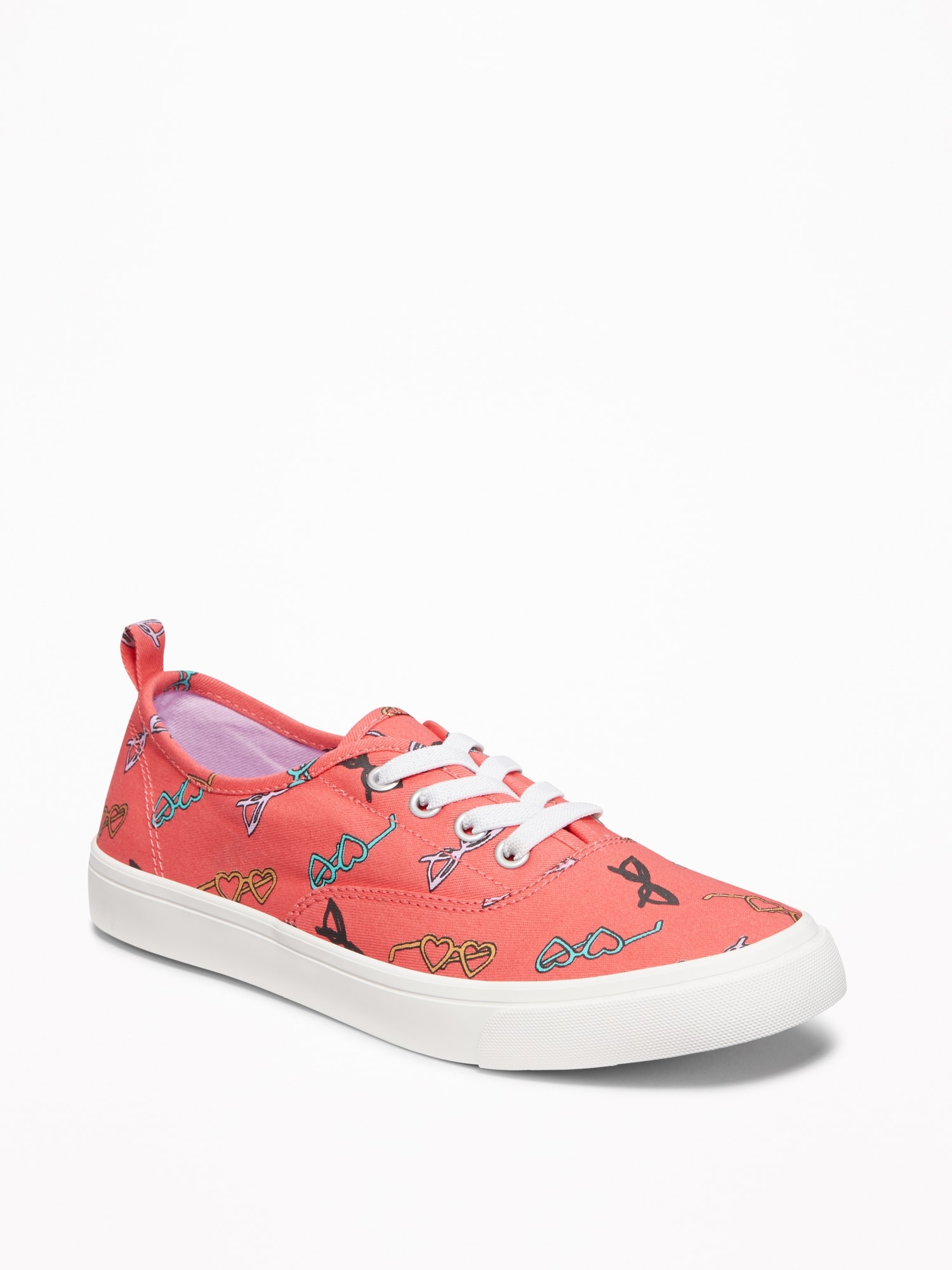 Eyeglass-Print Elastic-Lace Sneakers for Girls | Old Navy