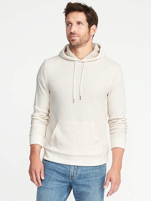 Thick Waffle-Knit Sherpa-Lined Hoodie for Men | Old Navy