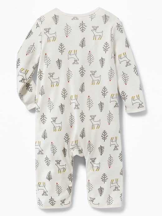 View large product image 2 of 2. Reindeer-Print Jersey One-Piece for Baby