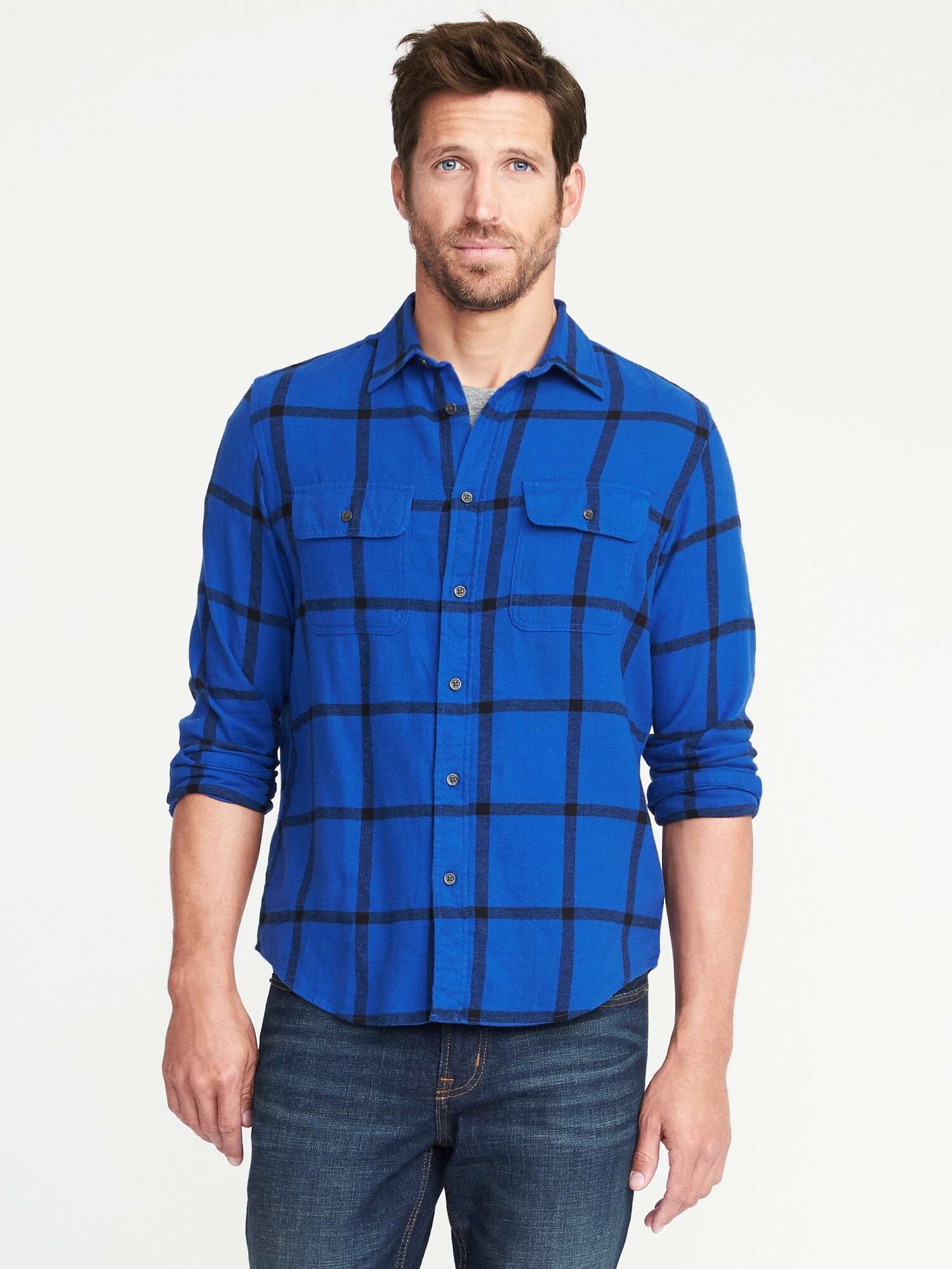 Regular-Fit Built-In Flex Flannel Shirt for Men | Old Navy