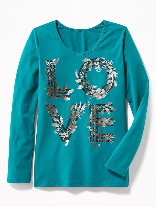 Fitted Embellished Graphic Tee for Girls | Old Navy