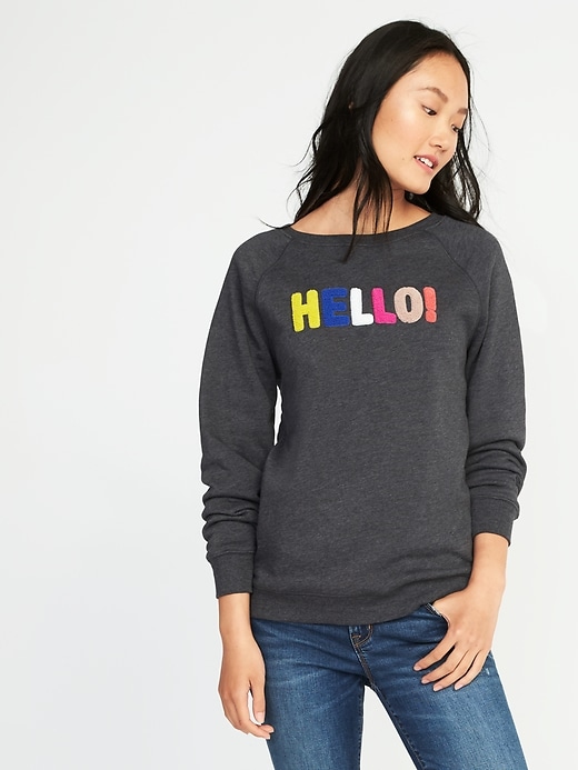 Image number 1 showing, Relaxed Graphic Crew-Neck Sweatshirt for Women