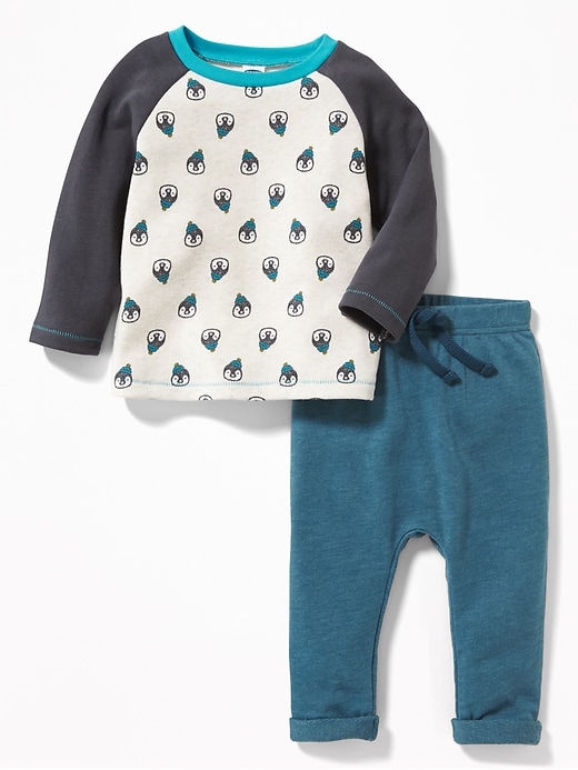 View large product image 1 of 3. French-Terry Raglan Tee & Pants Set for Baby
