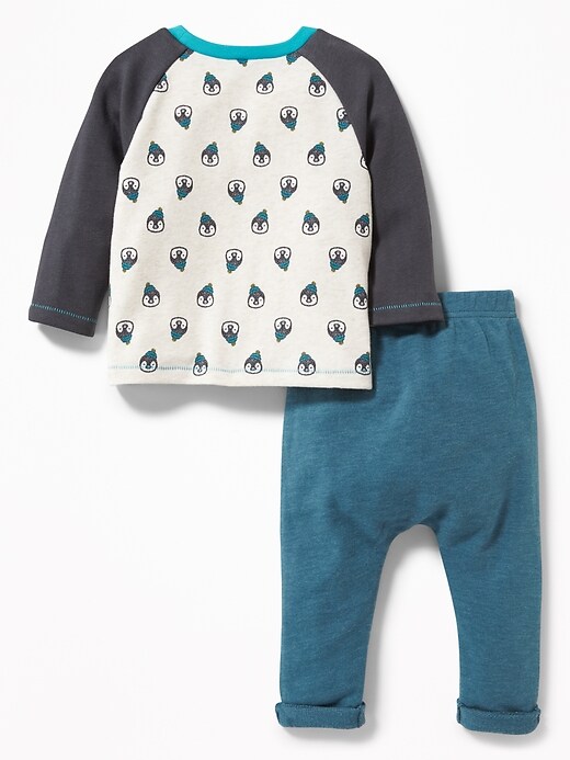 View large product image 2 of 3. French-Terry Raglan Tee & Pants Set for Baby