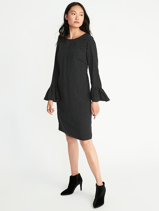 Image number 1 showing, Ruffle-Sleeve Shift Dress for Women