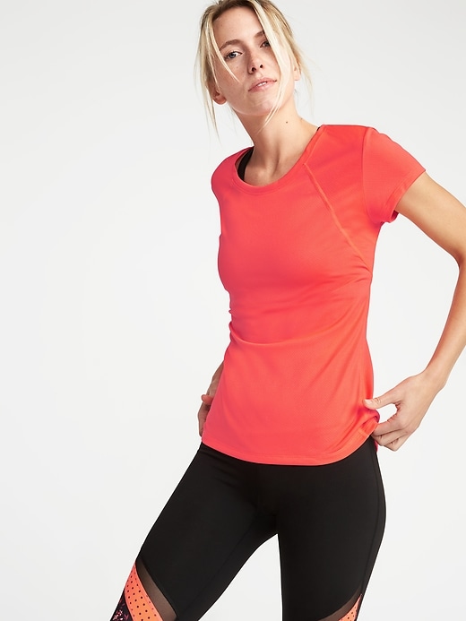 Image number 4 showing, Semi-Fitted Mesh Running Tee for Women