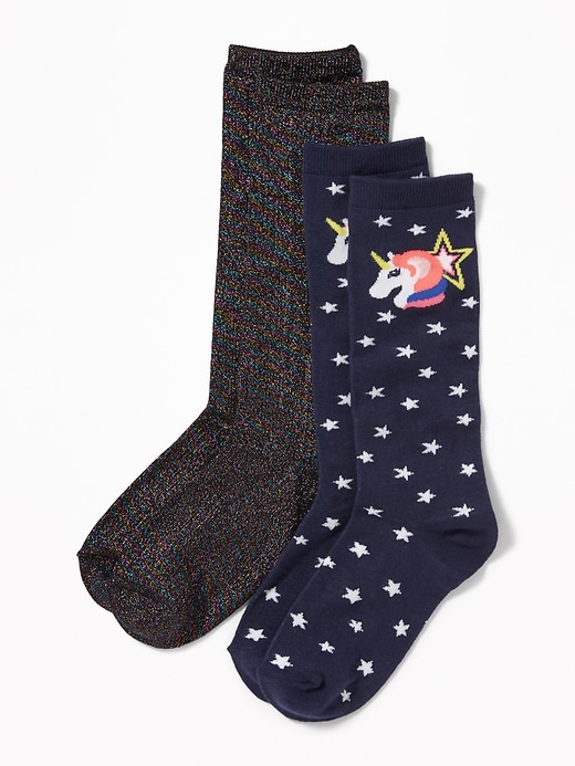 View large product image 1 of 1. Patterned Boot Socks 2-Pack for Girls
