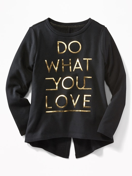View large product image 1 of 2. Split-Back Graphic Sweatshirt for Girls