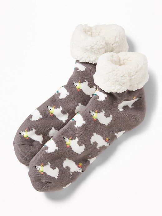 View large product image 1 of 1. Sherpa-Lined Slipper Socks for Women