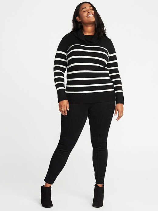 Image number 3 showing, Brushed Striped Plus-Size Turtleneck Sweater