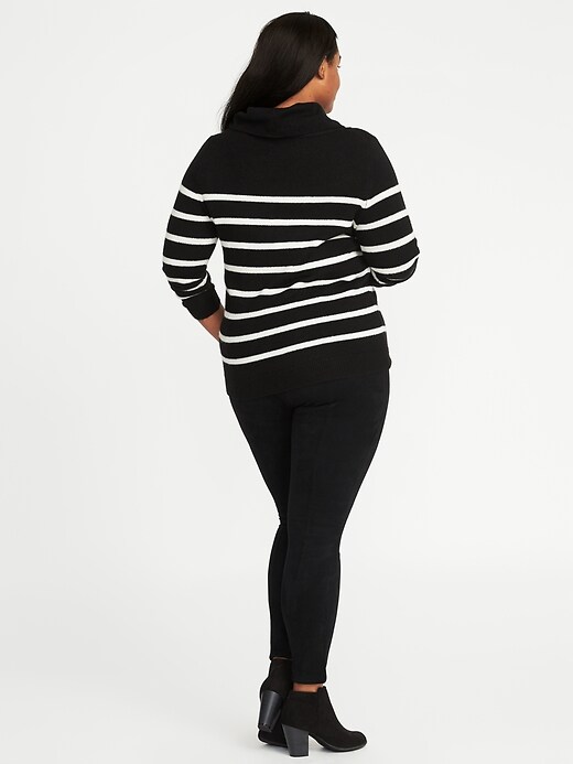 Image number 2 showing, Brushed Striped Plus-Size Turtleneck Sweater