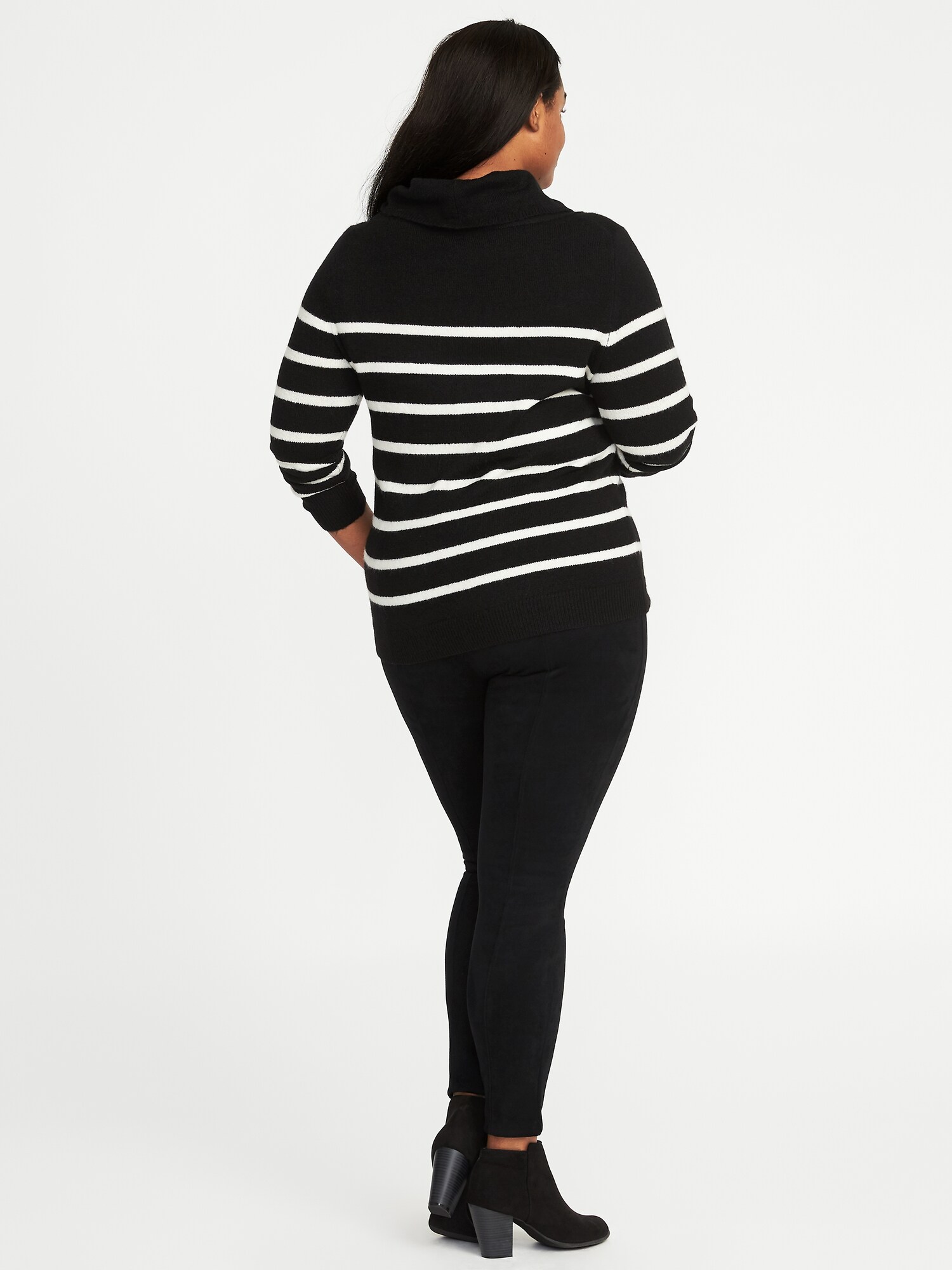 Brushed Striped Plus-Size Turtleneck Sweater | Old Navy