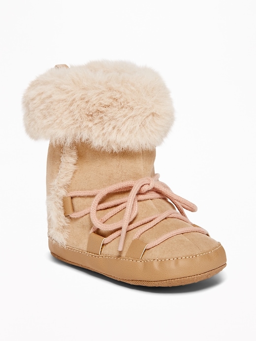 View large product image 1 of 4. Sueded Faux-Fur Cuff Adoraboots for Baby