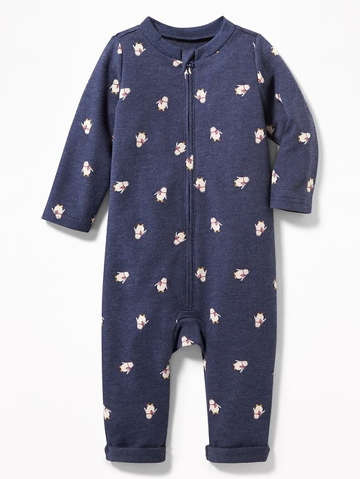 View large product image 1 of 1. Animal-Print French Terry One-Piece for Baby