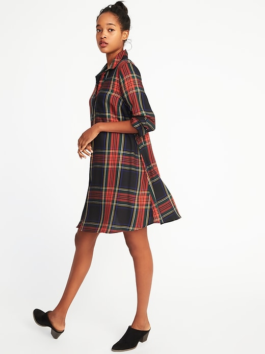 Image number 1 showing, Twill Shirt Dress for Women