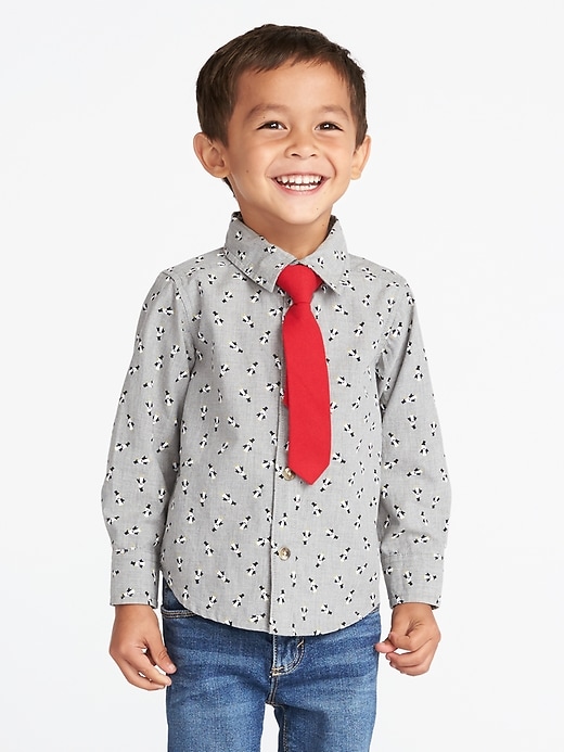View large product image 1 of 5. Penguin-Print Shirt & Tie Set for Toddler Boys