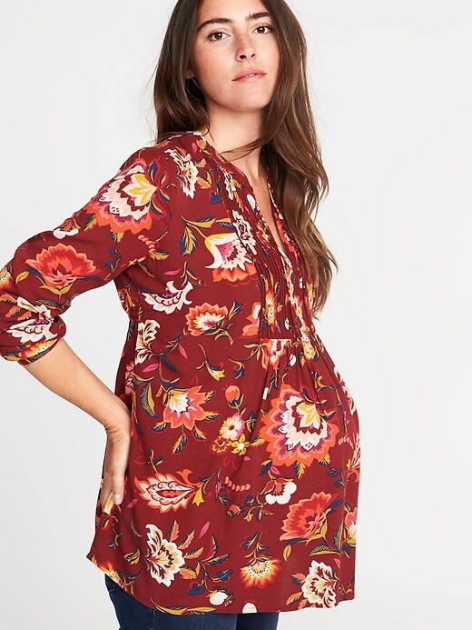 Image number 4 showing, Maternity Pintuck Swing Blouse