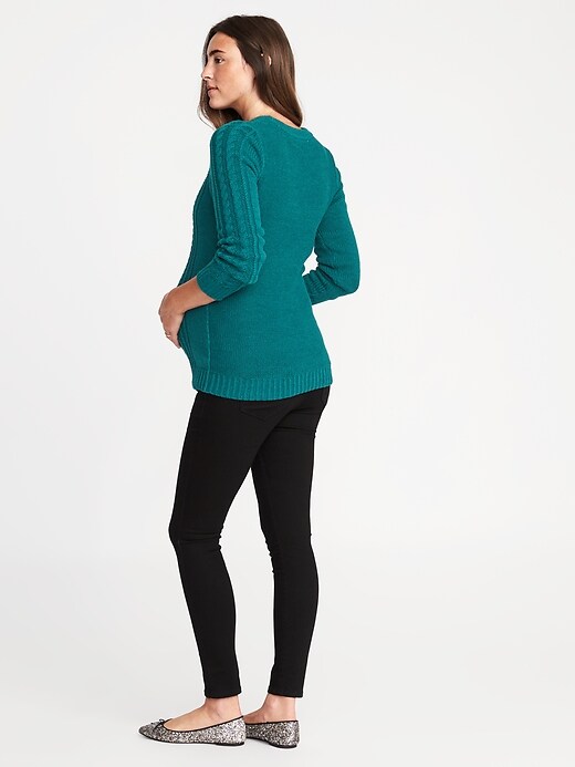 Image number 2 showing, Maternity Classic Cable-Knit Sweater