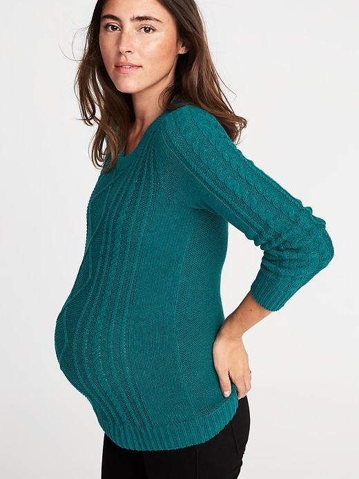 Image number 4 showing, Maternity Classic Cable-Knit Sweater