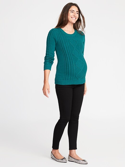 Image number 3 showing, Maternity Classic Cable-Knit Sweater