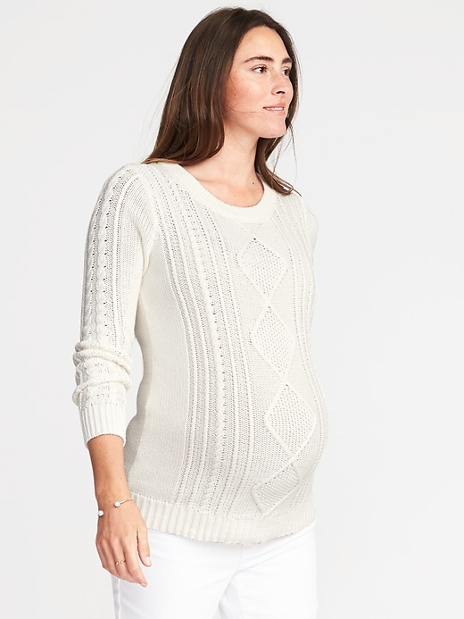 View large product image 1 of 1. Maternity Classic Cable-Knit Sweater