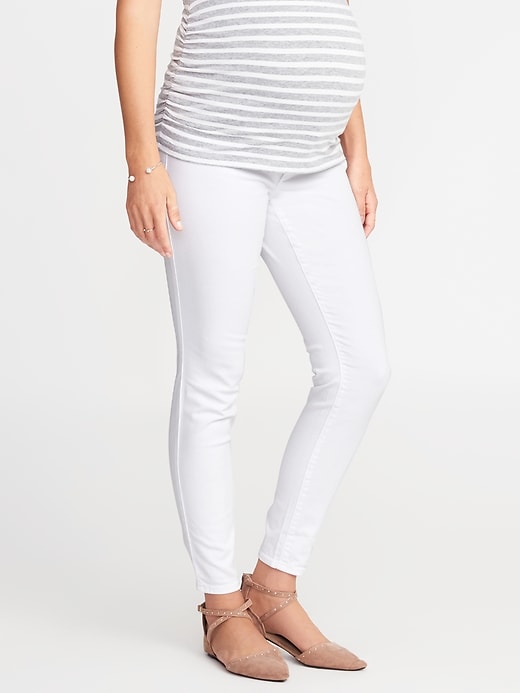 View large product image 1 of 3. Maternity Premium Full-Panel Rockstar White Jeans