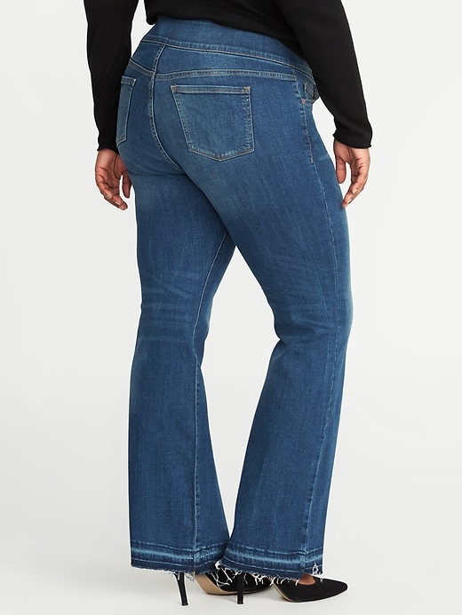 Image number 2 showing, High-Waisted Plus-Size Pull-On Boot-Cut Jeans