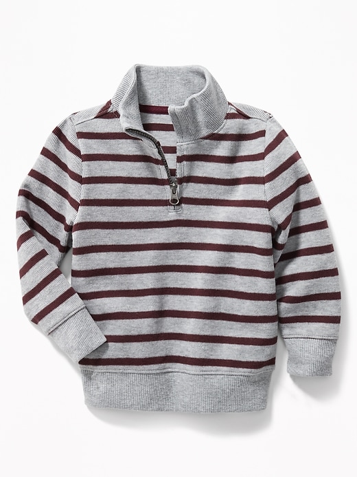 View large product image 1 of 1. Striped French-Rib 1/4-Zip Pullover for Toddler Boys