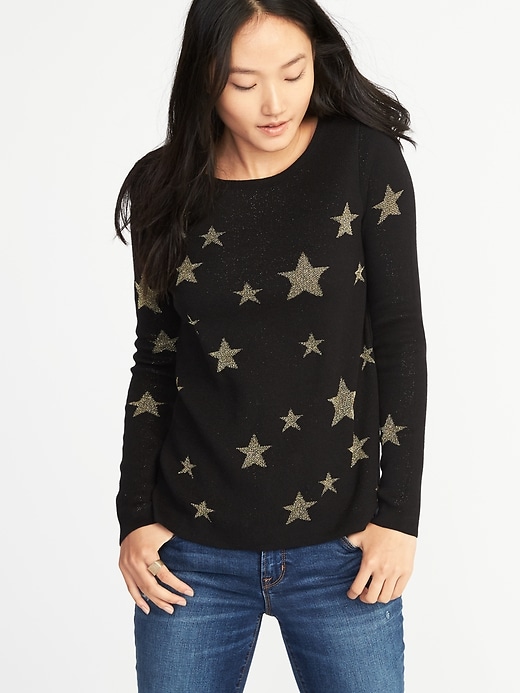 View large product image 1 of 1. Classic Star-Printed Sweater for Women