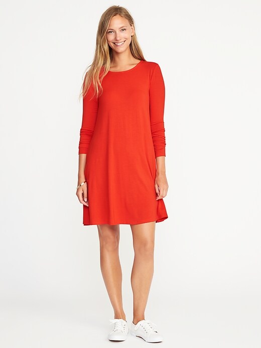 View large product image 1 of 1. Jersey-Knit Swing Dress for Women