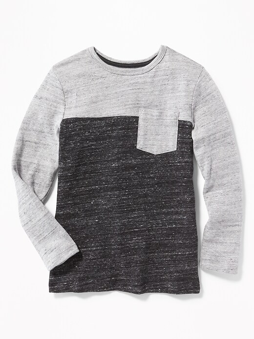 View large product image 1 of 3. Color-Blocked Sweater-Knit Pocket Tee For Boys