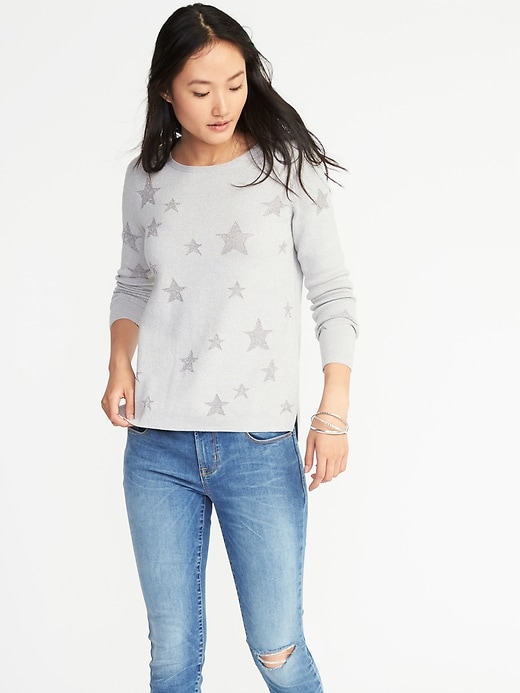 Image number 1 showing, Classic Star-Printed Sweater for Women