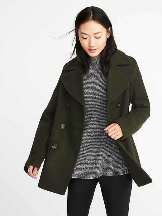 View large product image 1 of 1. Classic Soft-Brushed Peacoat for Women