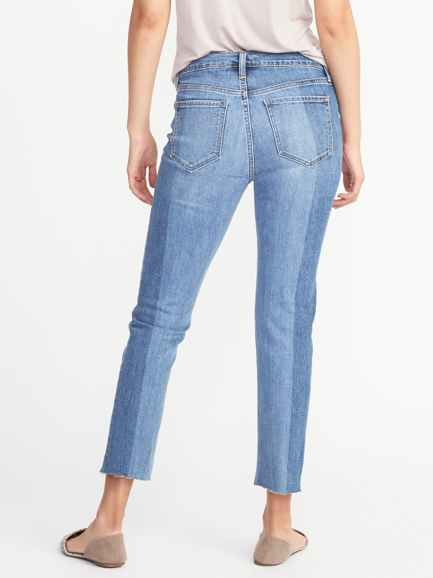 Boyfriend Straight Two-Tone Jeans for Women | Old Navy