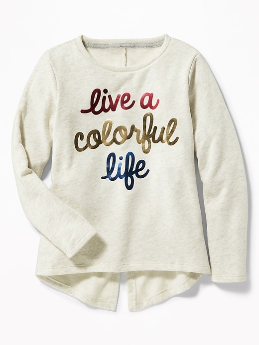 View large product image 1 of 1. Split-Back Graphic Sweatshirt for Girls